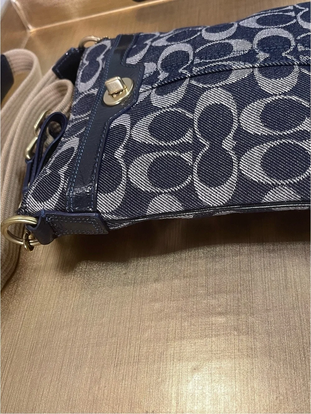 Coach Signature Canvas Crossbody Bag with Turnlock Closure